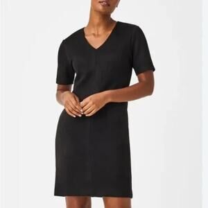 SPANX Faux Suede Column Dress Black 1X NEW NWT